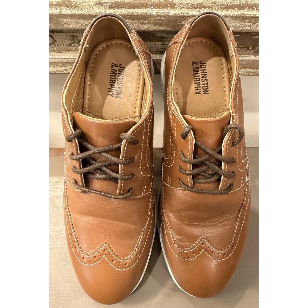 Johnston & Murphy Big Kid Holden Wingtip Brown Boy's US 4.5 Med Upper Leather - Picture 7 of 9